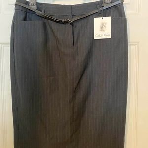 NWT Calvin Klein Pinstriped Pencil Skirt w/thin belt